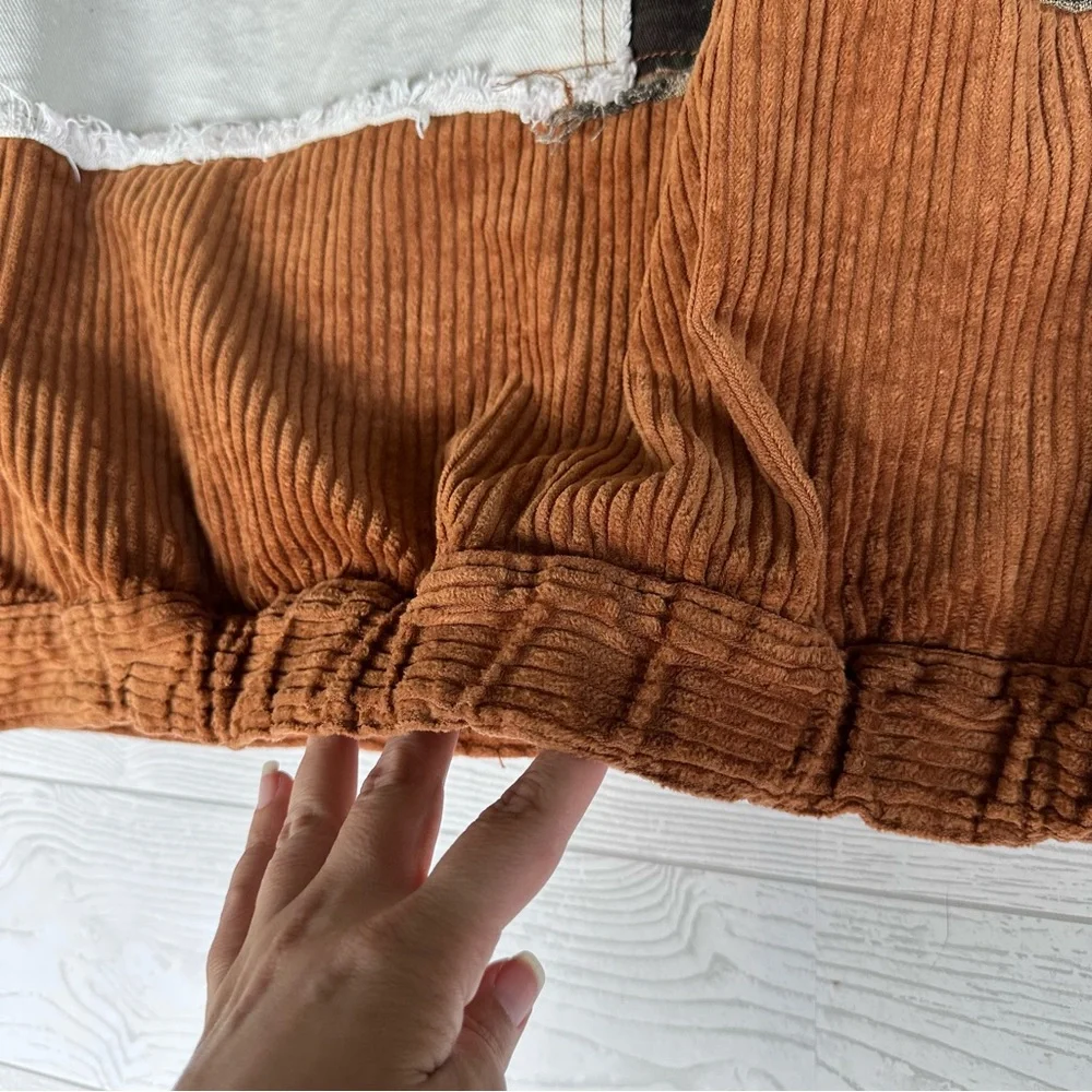 POL Women's Oversized Patchwork Corduroy Camo Y2K Jacket Inside Pockets Size S/M - Picture 13 of 16